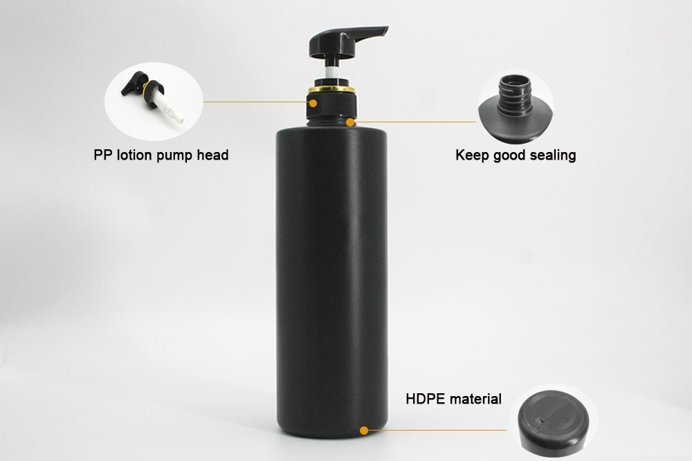 Black Plastic 1000ml PET Shampoo Pump Bottles for Shower Gel