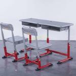 Durable HDPE Metal Material Double Desk And Chair Set Customized Color