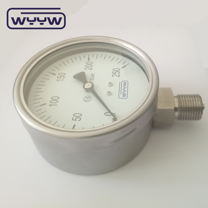 Aluminum Black Pointer Capsule Pressure Gauge 100mm 1/2 Connection Sizes for Heavy-Duty Applications