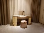 Modern Bedroom Dresser Metal Base Dressing Chair Leather and Fabric Makeup Stool