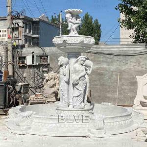 China Marble Woman Pouring Water Fountain Outdoor White Stone Yard Naked Lady Fountains Handcarved Italian Garden factory