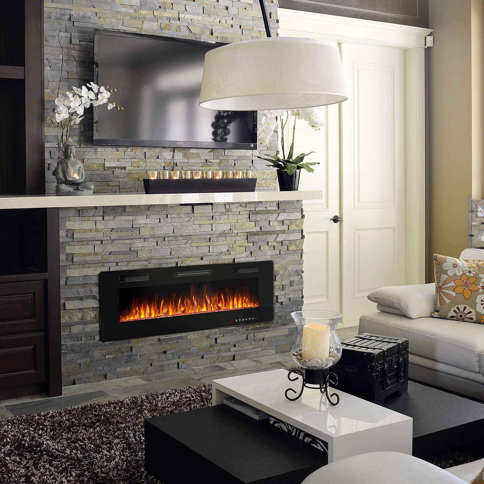 Experience the Warmth and Ambiance of AJUNION Modern 33inch Electric Fireplace Heater