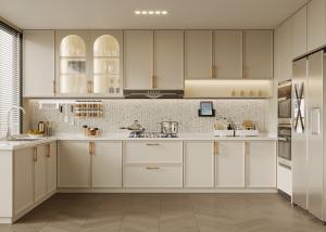 China Full Wall Custom Kitchen Furniture Lacquer Finished Plywood Kitchen Cabinet factory