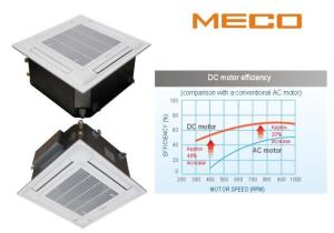 China 400CFM 4 Pipe System Ceiling Cassette Fcu Fan Coil Unit 590x590x242mm Size factory
