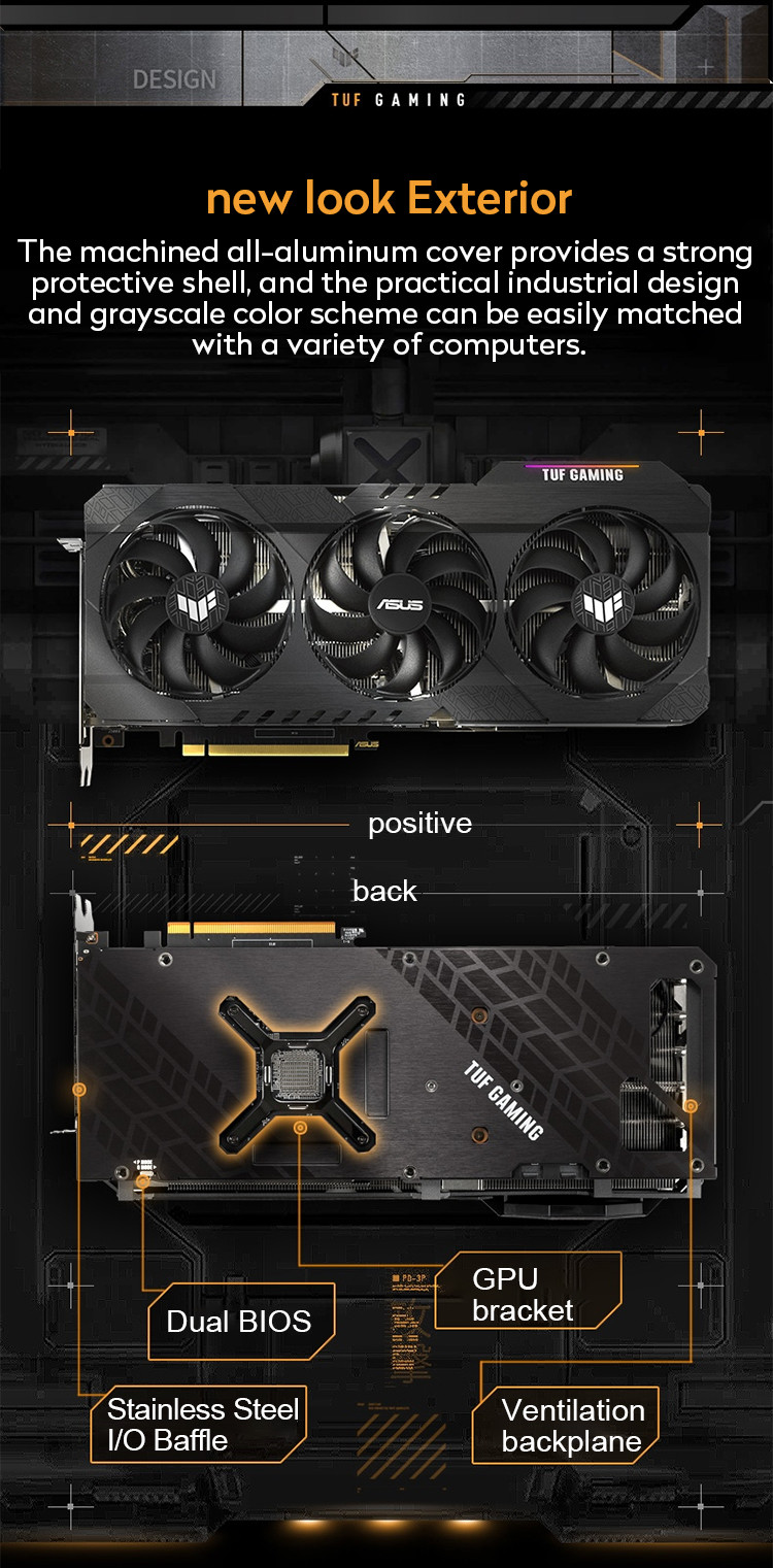 TUF-RX6700XT-O12G-GAMING Gaming Computer Graphics Card PCI Express 4.0X16 Interface​