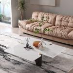 Living Room Stainless Steel Central Table With Brushed Gold Marble Top Metal