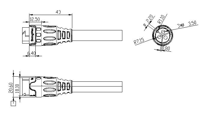 Small IP67 Connector 3 Pin Male Connector Plastic Screw M19 Series