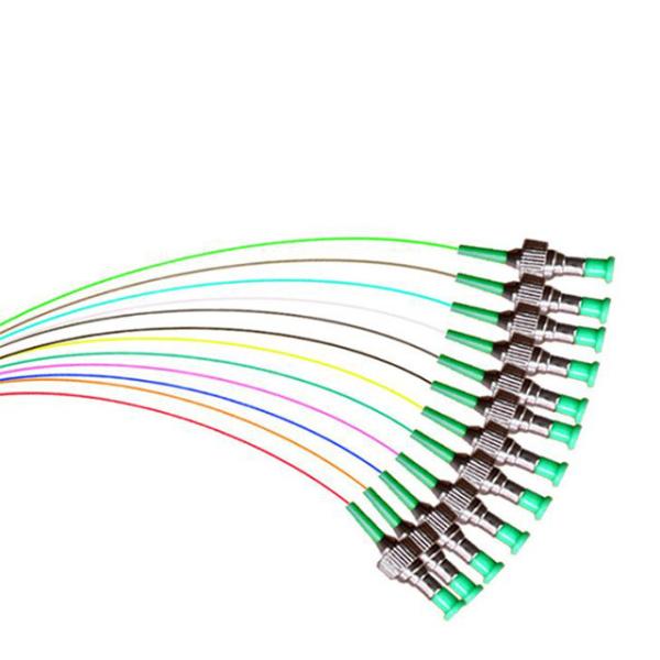 PVC LSZH Outer Fiber Optic Pigtail 12 Cord Fibers Unjacketed Color Coded Optical