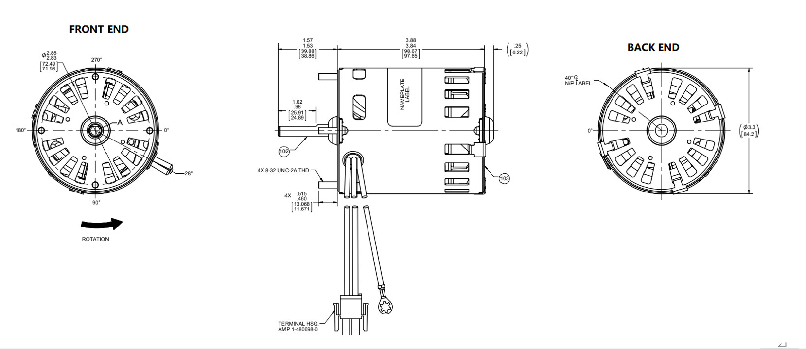 60Hz 3.3 Frame Motor AC Shade Pole Electric Blower Motor 2 Pole 92W UL