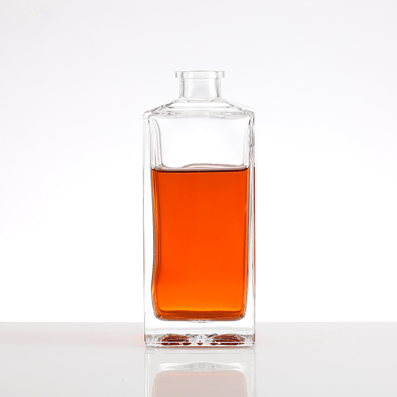 750ml Rum Vodka Glass Bottle with Unique Shape and Aluminum Plastic PP Collar Material