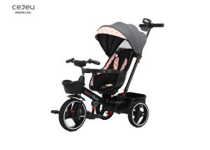 China Pu Wheel Multifunction Kids Tricycle Black Blue Pink factory