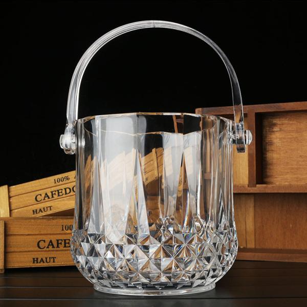 Household Acrylic Champagne Ice Bucket Bar Transparent Diamond Shape Silver