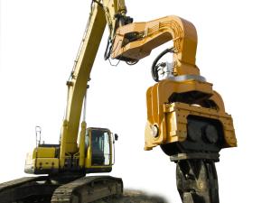 China 22T Excavator Mounted Sheet Pile Driver , Hydraulic Pile Driver For Excavators factory