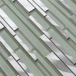 Small strip Glass mix metal mosaic linear puzzle pattern brigh decoration