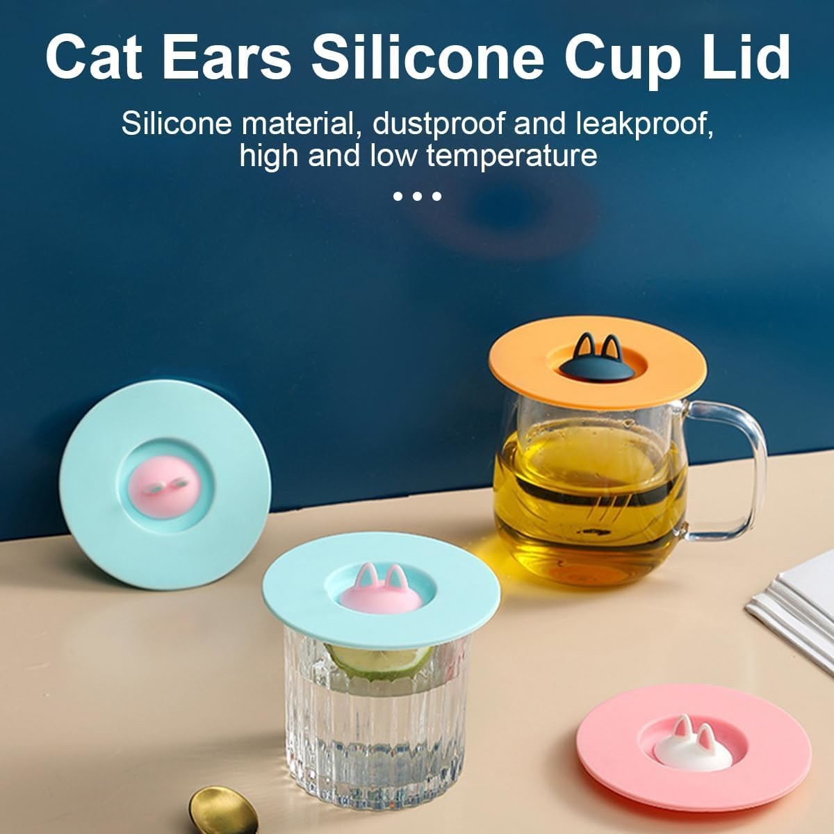 Silicone Cup Lids Mug Covers Reusable Coffee Tea Water Cup Lids Anti-Dust Cute Cartoon Design For Glass Cup Coffee Cup