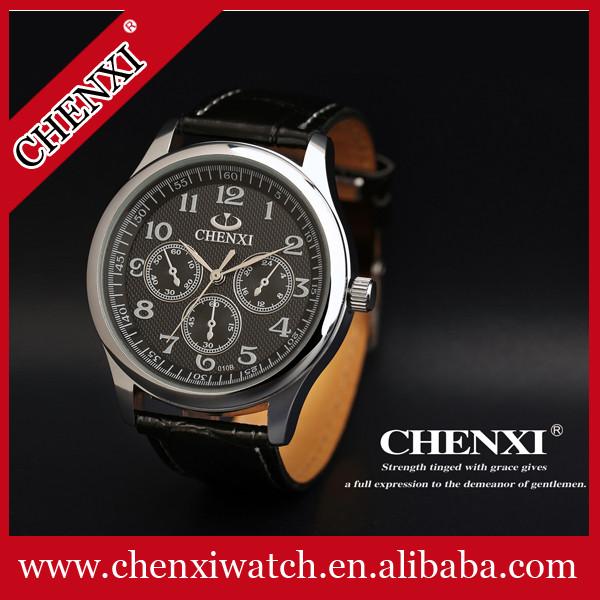 2015 Business Watch Leather Watch Strap Black White Original Japan Movt