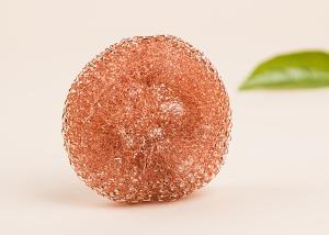 Gold Color Pure Copper Mesh For Kitchen Cleaning , Helical Structure Copper Pot Scrubbers