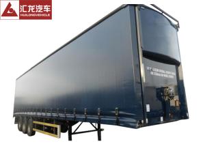 China Aerodynamics Curtain Side Step Deck Trailer , Curtain Side Lorry With Light Curb Plate factory