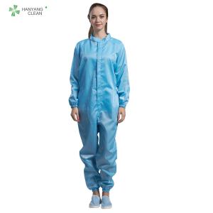 China Unisex Anti Static Workwear Clothing With Conductive Fiber Blue Color factory