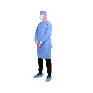 China Elastic Disposable Surgeon Gown Acid Proof Hook Loop Collar Fluid Resistant factory