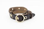 1.8cm Width Women'S Fashion Leather Belts With Eyelet Decoration Brown / Beige