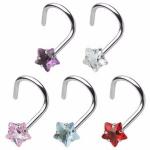 Prong Set Zircon Nose Screw Rings Piercing Nose Studs Body Jewelry 20g Star