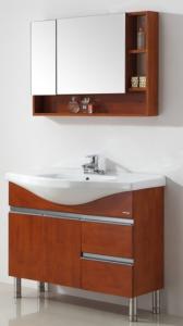 China Floor mounted MFC Bathroom Vanity,Wood grain bathroom cabinet,Alum door bathroom cabinet factory