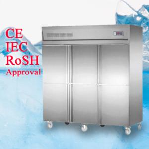 China Deep Commercial Upright Freezer 1600L 6 Glass Doors With Plastic Coated Steel Shelf factory factory
