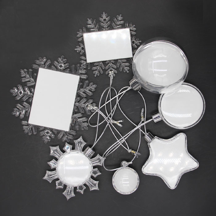 Blank High Transparent Plastic Sublimation Christmas Snowflake Ball Ornaments