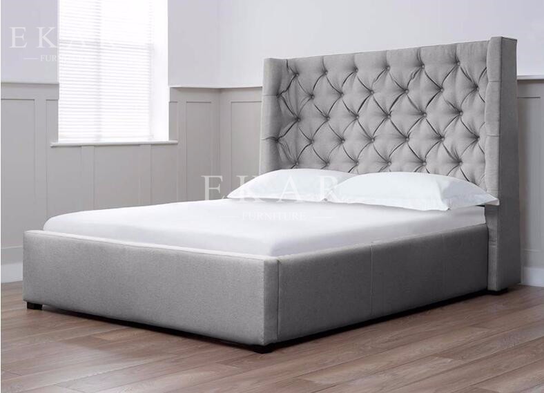 Headboard Upholstered Latest Wooden Design King Size Bed