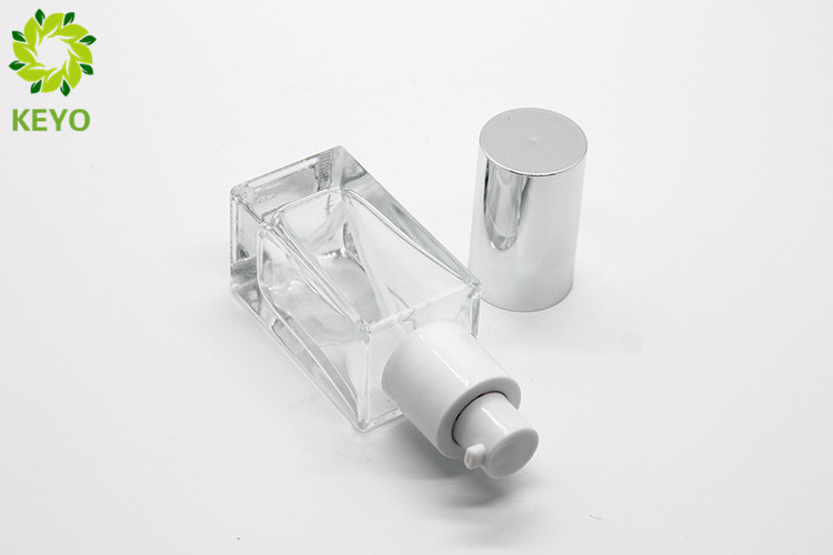 Square Clear Glass Foundation Bottle 30 Ml
