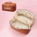 Customized New Arrival Luxury Portable Pu Large White Leather Travel Toiletry