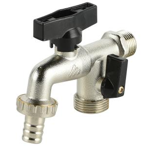 China 1/2 3/4 inch brass butterfly handle washing machines tap ball valve bib cock two ways out factory