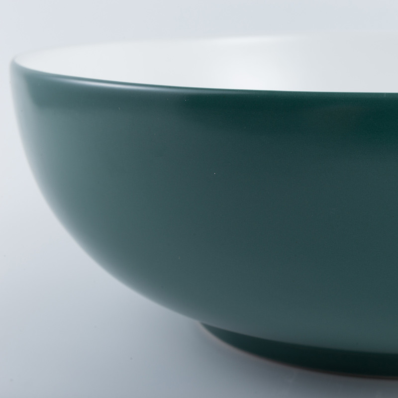 Polished Surface Counter Top Bathroom Sink Smooth Easily Maintain Round Ceramic Basin
