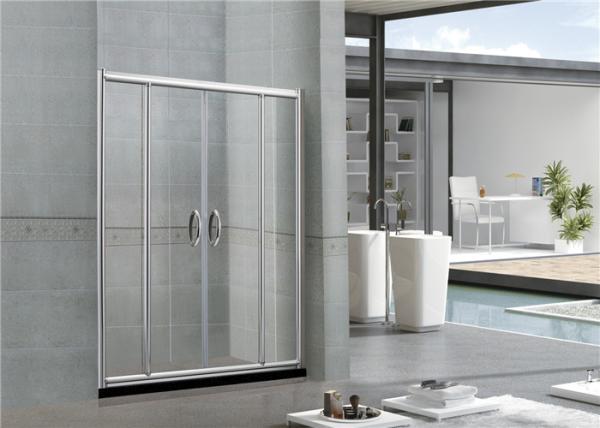 Self - Cleaning Screen Double Sliding Glass Shower Doors With Stainless Steel