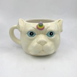 China ODM 3D Dog Ceramic Hand Painted Coffee Mugs 14oz factory