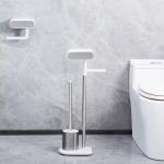 Compact Stainless Steel Toilet Brush And Toilet Paper Holder Set For Bathroom