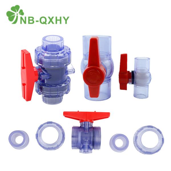Blow-Down Valve UPVC Transparent Clear Double Union Ball Valve for Aquarium