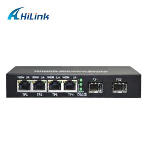 China 220V Gigabit Media Converter 2x1000M SFP Fx To 4x10/100/1000M Tx SM/MM Fiber factory