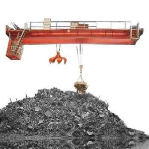 China Mobile Travelling Overhead Steel Plant Crane Remote Control Double Beam Grab Bucket on sale