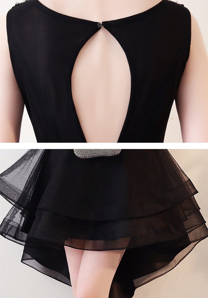 Top Sequin Short Length Prom Dresses Multi Color Back Hollow Sleeveless