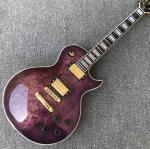 Grand Purple burl top Electric Guitar, Solid Mahogany Body 6 strings Guitarra