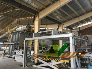 China Short Cycle Double Sided Synchronous Laminating Line PLC Control For Furniture Board factory