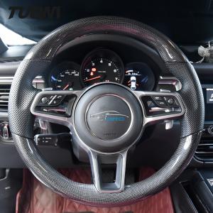 China Glossy Carbon Fiber Perforated Leather Steering Wheel For Porsche Cayenne Macan 991 factory