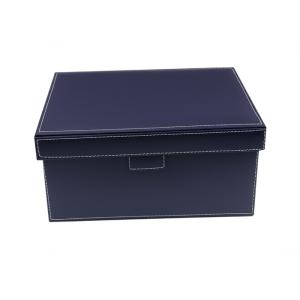 Durable MDF Frame Brown Leather Look Storage Boxes With Lids Versatile Organizer