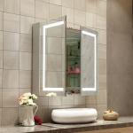IP44 Silver Grey Anodized Aluminium Body LED Mirrored Medicine Cabinet for Home