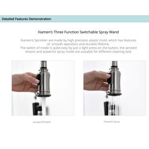 China Single Lever Deck Mount Kitchen Sink Faucet Retractable Hose DC4.5V-6.5V factory