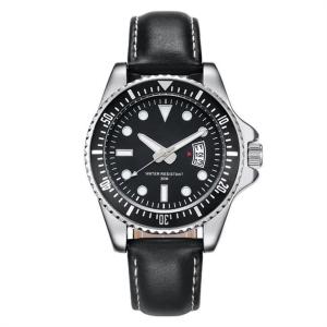 China Men Leather Strap Mechanical Watches Simple Hands Stylish Business Watch factory