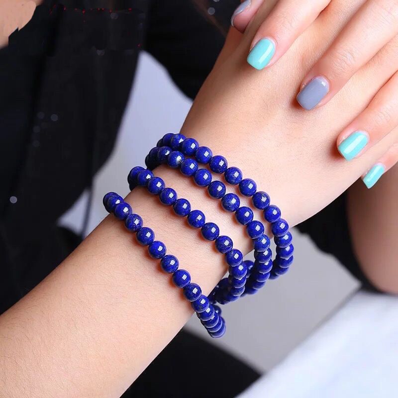 925 Silver Gold-Plated Bracelet Versatile Jewelry For Girls Lapis Lazuli Genuine Celebrity Hot-Selling Blue Bracelet Multi-Circle 108 Buddhist Beads