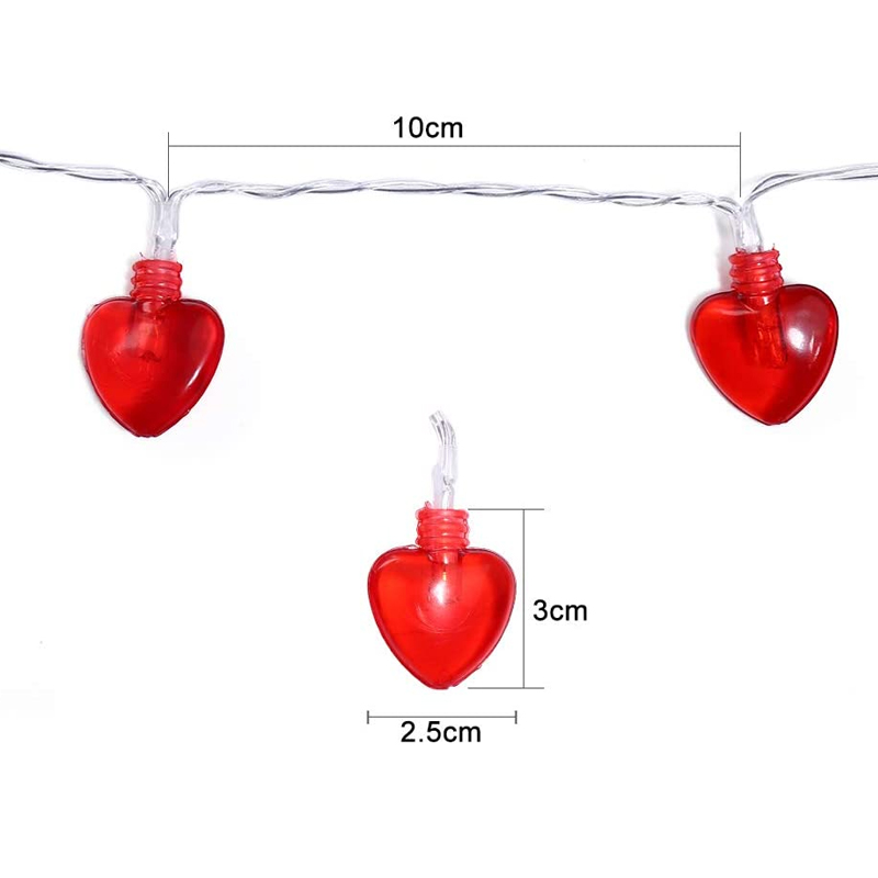 Battery Operated Heart Love Valentine Lights 10/20/30/40leds Heart Shaped String Lights for Wedding Party Birthday Home Decor